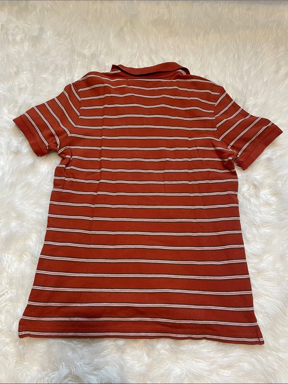 Banana Republic Factory Orange & White Striped Polo Shirt Medium